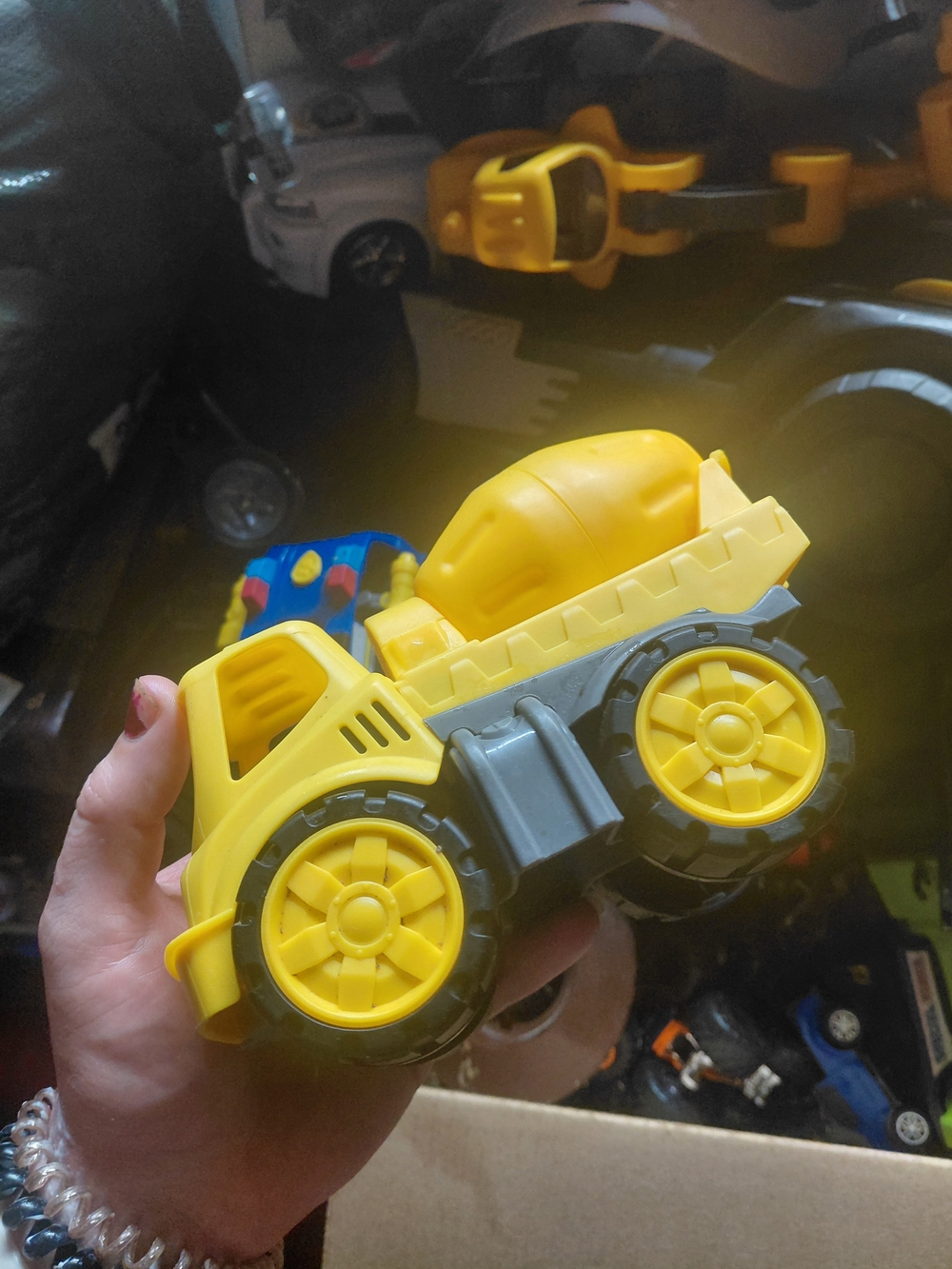 Yellow Kids Cement Mixer Toy Truck - Safe Plastic Play Vehicle
